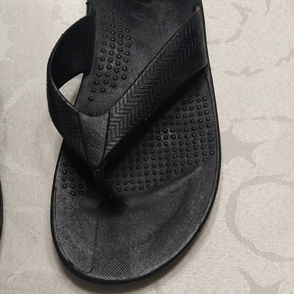 Okabashi Surf Men's Flip Flops Sandals Size Large Black Comfort Arch Support - Picture 8 of 9